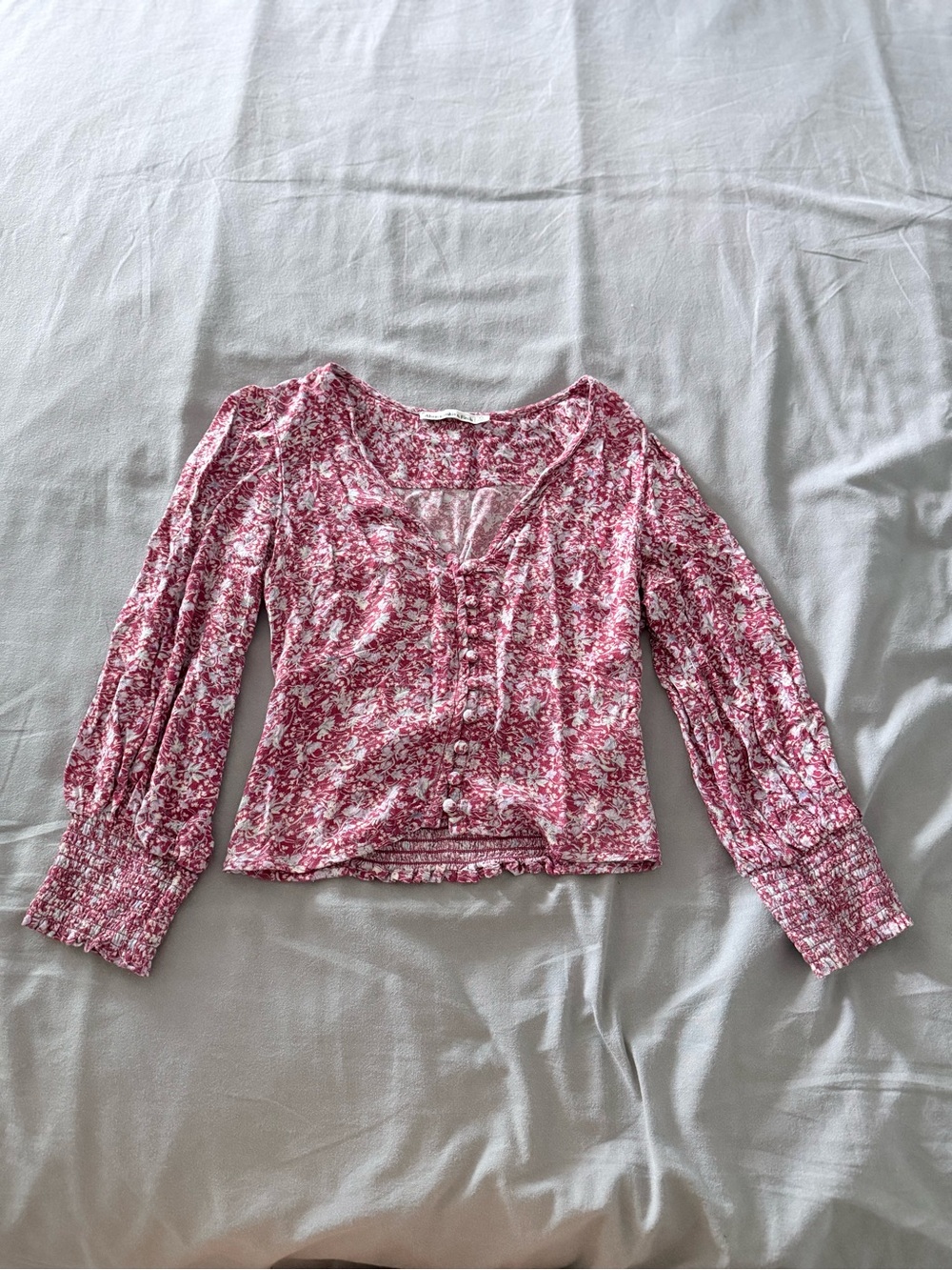 Abercrombie & Fitch Smocked Button Top